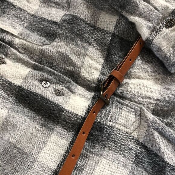 ZARA Belted Plaid Shirt Dress in Gray XS - Picture 4 of 4